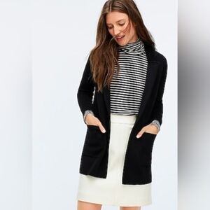 J Crew Black Sweater Blazer with Pockets (XS) Merino Cotton Blend